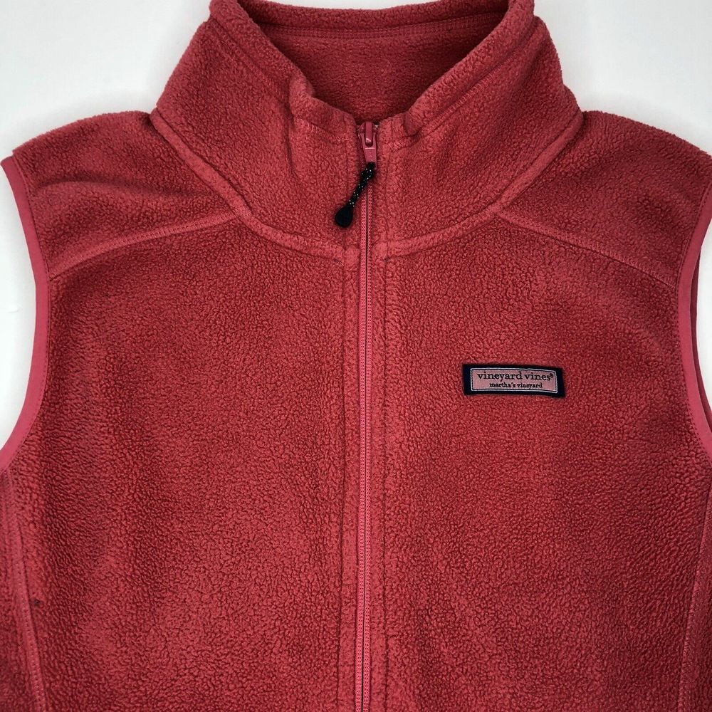 Vineyard Vines Women's‎ Medium Pink Full Zip Sleeveless Fleece Jacket Vest